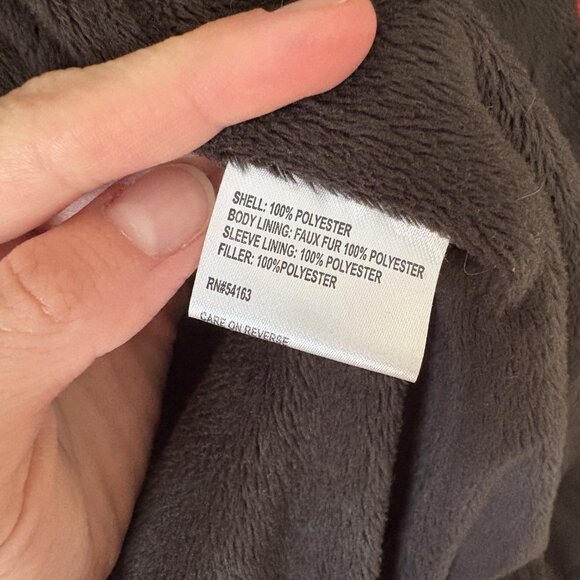 Calvin Klein Quilted Zip-Up Jacket, Dark Brown, Faux Fur Lined, Size M - Picture 7 of 8